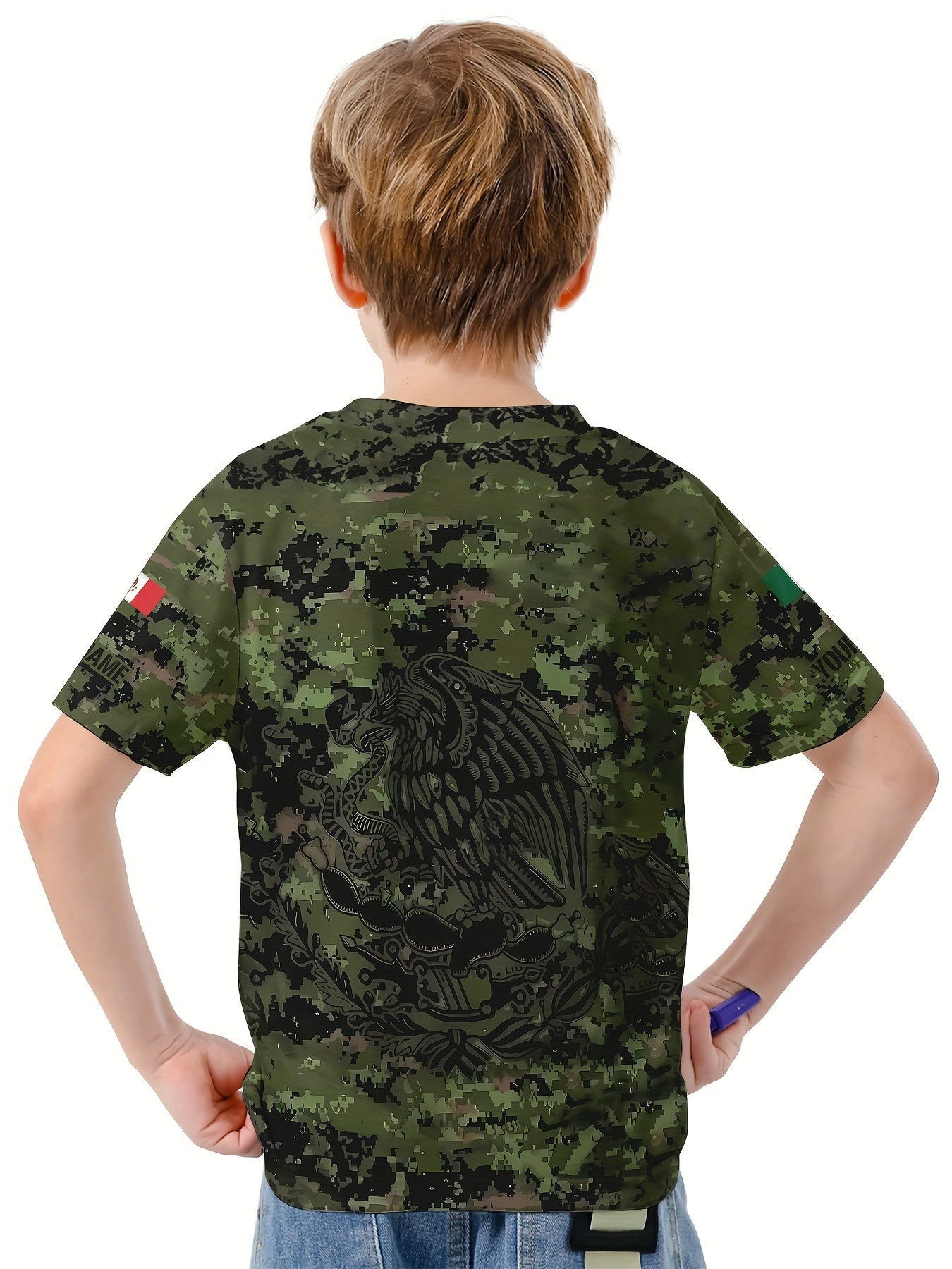 MEXICO Print Boy's Casual Tees Short Sleeve Crew Neck Comfy Versatile T shirt