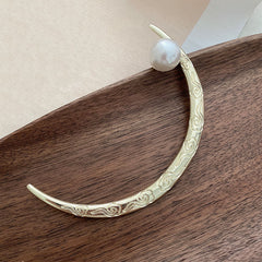 Silver Moon Pearl Hair Stick Metal Hair Sticks Hair Accessories Gold Bun Holder