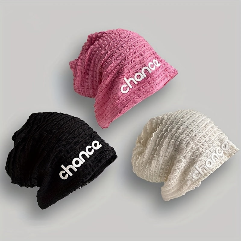 Y2K Lace Beanie Ruffles Pleated Candy Couple Skull Cap