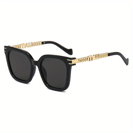 Square Sunglasses Anti Glare Glasses Mod Metal Chain UV400