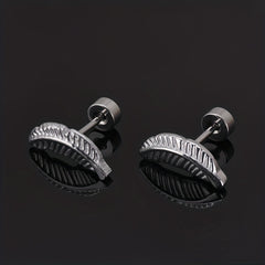 Men's Stainless Steel Stud Earrings Heart Moon Cone Leaf Ear Studs