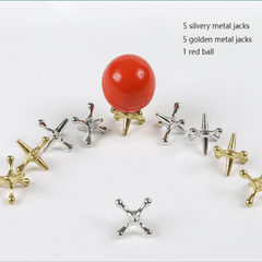 11pcs Metal Jacks Game Set w/ 10 Jacks & 1 Ball, Nostalgic Toy for Teens