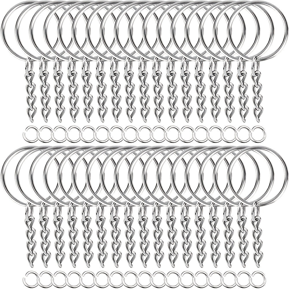 30pcs Metal Blank Keychain Bulk Split Ring DIY Key Ring Accessories