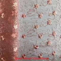 Diamond Mesh Polyester Silk Lace Embroidery Fabric Wedding Dress 0.91m - 4.57m