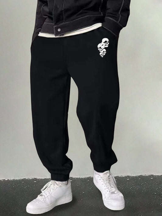 Men's Skull Graphic Sweatpants Casual Drawstring Loose Joggers