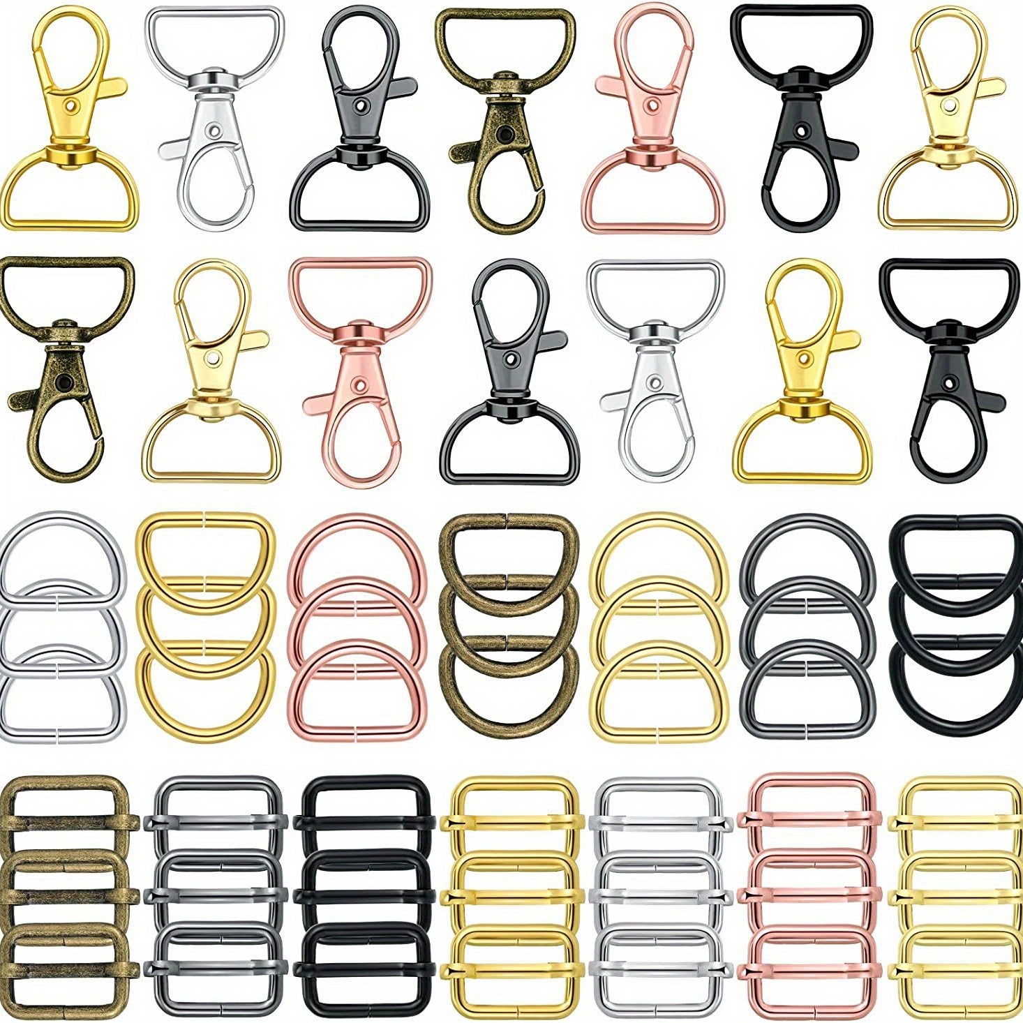 56PCS Zinc Alloy Rotating Lobster Clasp D Keychain Luggage Hardware Keyring Buck