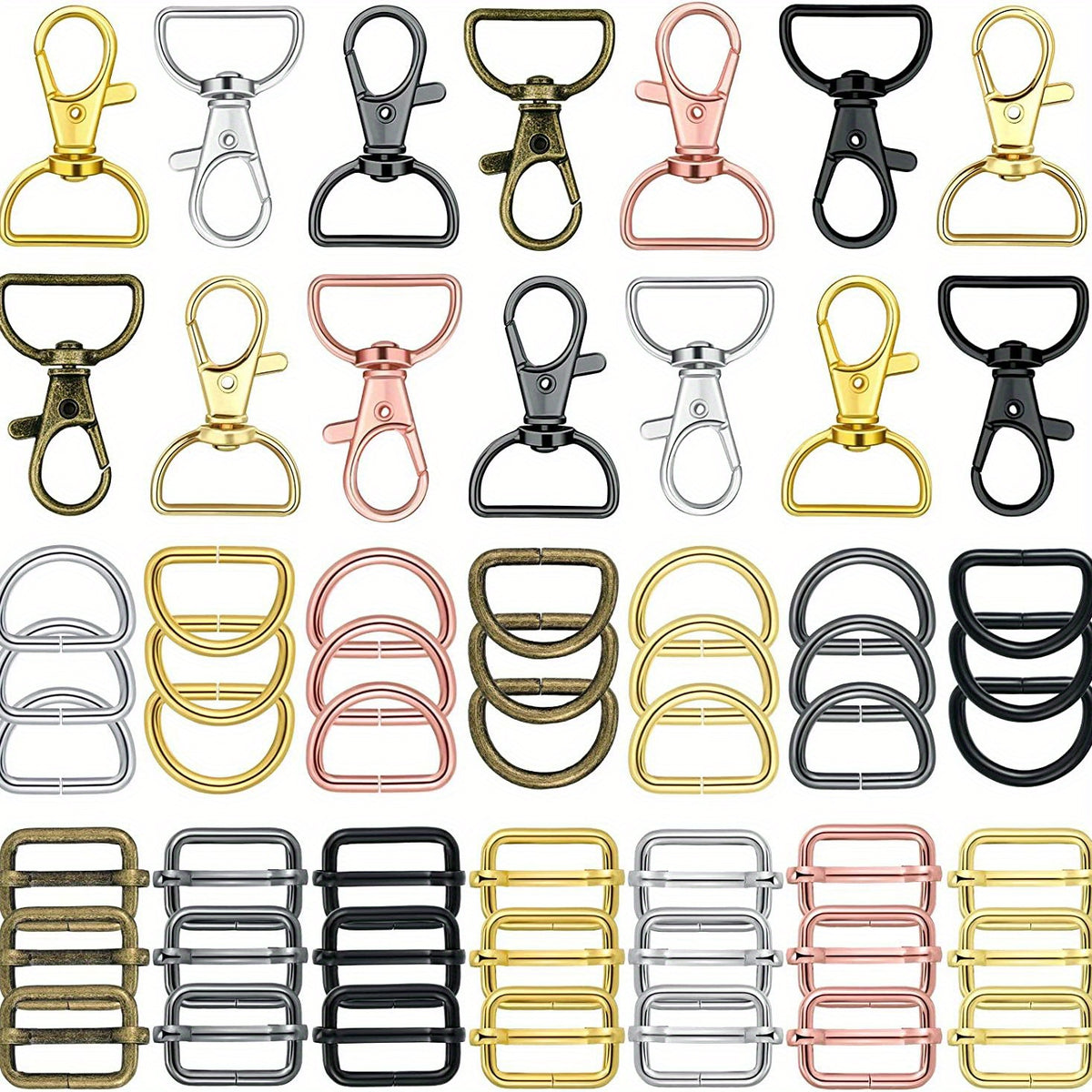 56PCS Zinc Alloy Rotating Lobster Clasp D Keychain Luggage Hardware Keyring Buck
