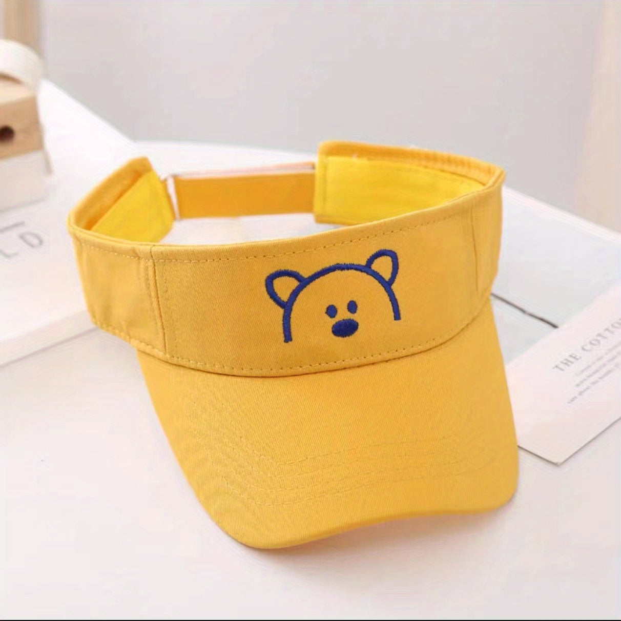 Kid's Casual Sun Hat w/ Embroidered Bear Pattern