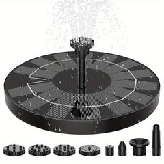 Solar Pond Fountain Bird Bath Pump w/ 6 Nozzles, 1.4W Panel Kit