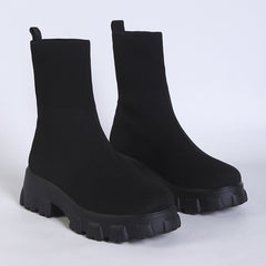 Minimalist Knit Slip On Boots