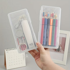 Transparent Plastic Storage Box Large Capacity Pencil Marker Case