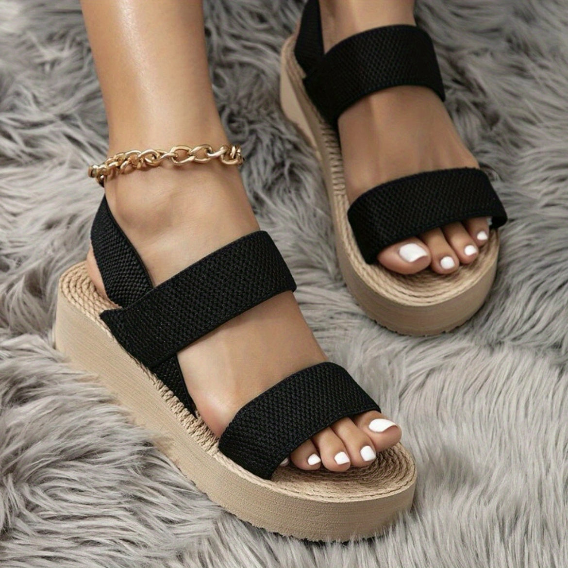 Women's Thick Bottom Round Toe Sandals Comfortable Summer Beach Walking Shoes