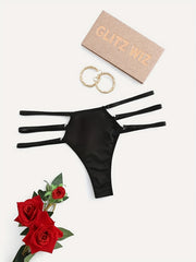  Sexy Brief Women's Plus Heart Print Cut Out Low Waisted Seamless Bikin