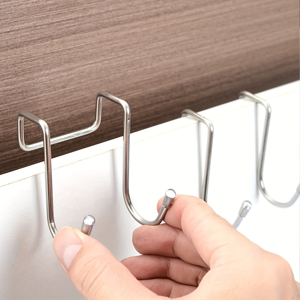 304 Stainless Steel Double S Hook Holder Hanger Metal Heavy Duty Punching Door B