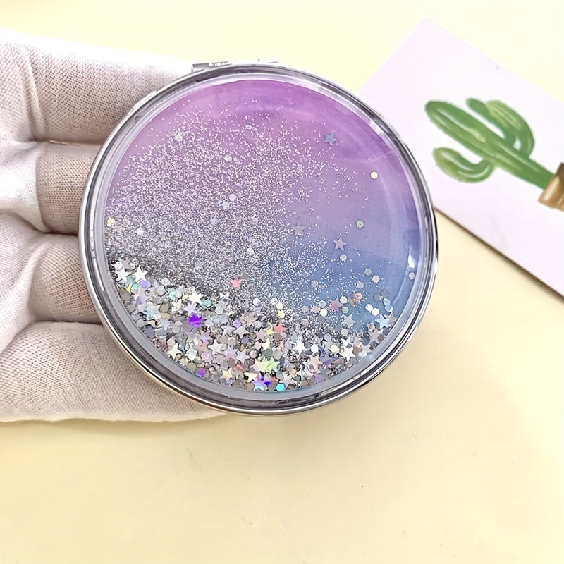 Quicksand Small Mirror Cartoon Double sided Portable Carry on Makeup Mirror