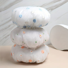 Waterproof Daisy Print Shower Cap 2-Layer Reusable Soft Bath Cap