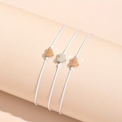 3 Pcs Rope Bracelet Heart Shape Adjustable Friendship Bangles