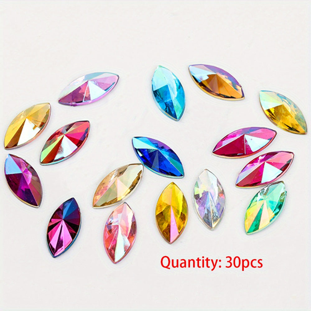 30pcs Colorful Horse Eye Rhinestone Charms for DIY Jewelry Making