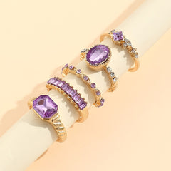 Delicate Gemstone Finger Ring Set for Women Girls