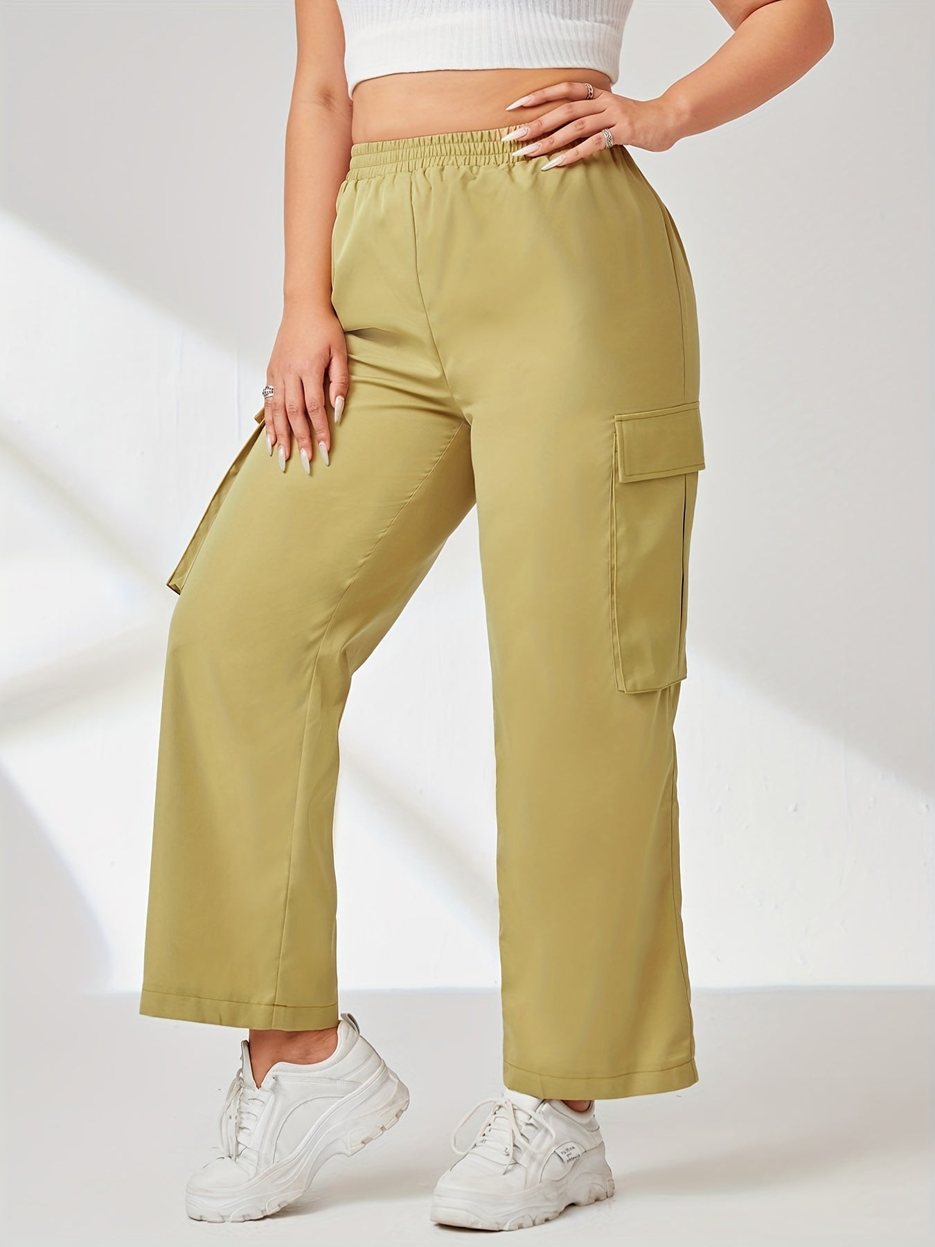  Y2K Cargo Pants Women's Plus High Rise Straight Leg Pants