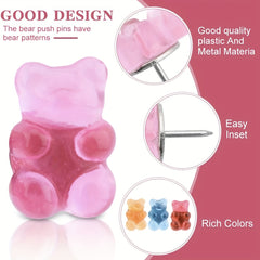 50pcs Bear Pushpins Translucent Decorative Pins for Cork Boards