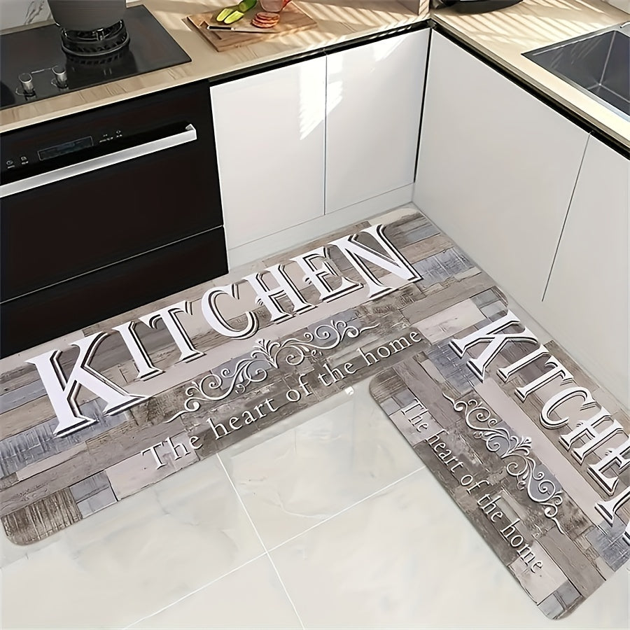 Vintage Kitchen Mat Wooden Striped Print Carpet Polyester Rug