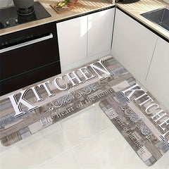 Vintage Kitchen Mat Wooden Striped Print Carpet Polyester Rug
