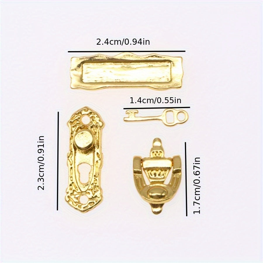 Vintage Metal Door Locks for Dollhouse Golden Finish