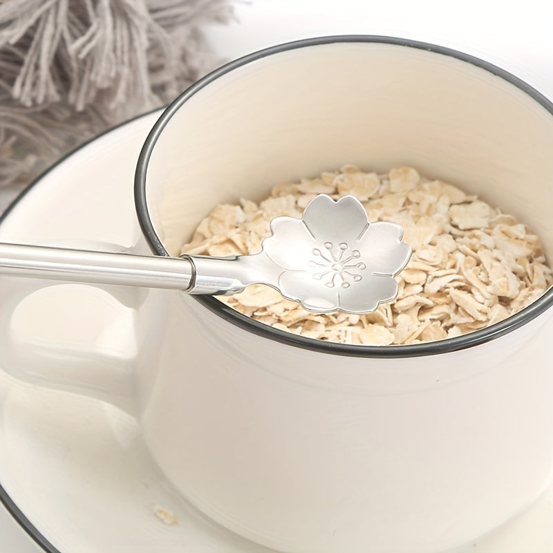 Stainless Steel Straw Spoons Reusable for Coffee Stirring