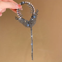 Angel Wings Tassel Rhinestone Hairpin For Women Girls Wedding