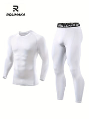 Quick Dry Men's Sports Suit: Moisture Wicking Compression Top & Leggings