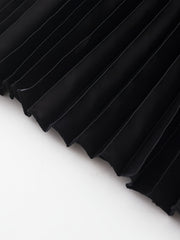 Pleated Maxi Skirt High Waist Casual Solid Color
