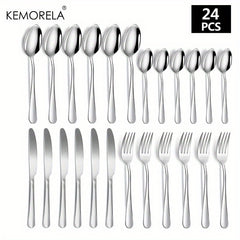 Stainless Steel Western Flatware Set - 24pcs