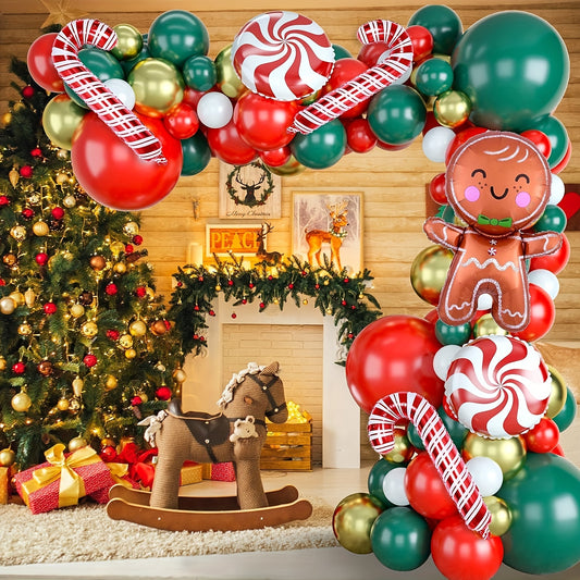 112pcs Christmas Balloon Garland Arch Kit Red Green Latex Balloons
