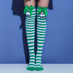 Striped Thigh High Socks Christmas Colorblock Over The Knee Socks