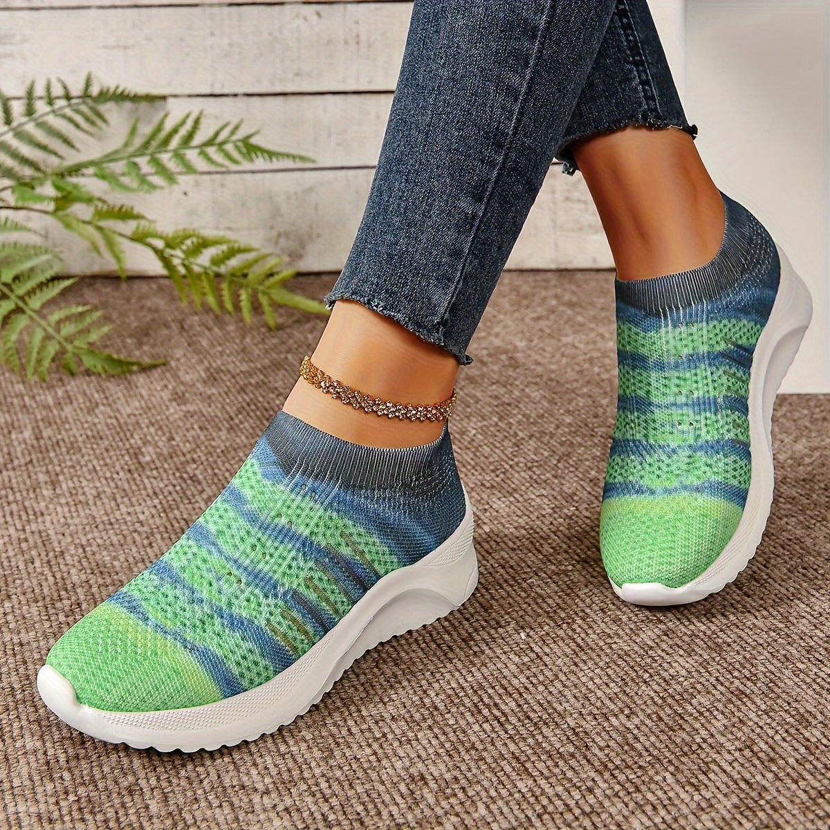 Women's Ombre Slip-On Walking Shoes Breathable Casual Sneakers