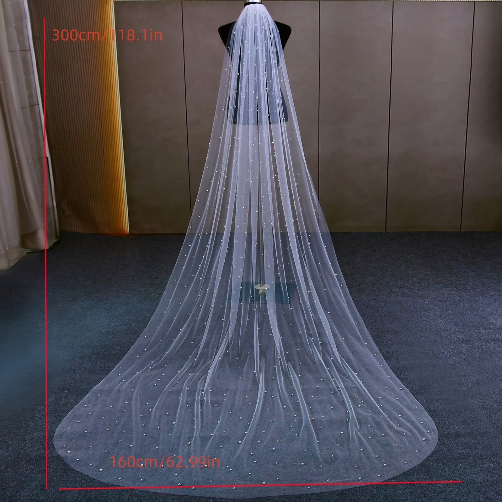 Bride Wedding Dress Veil with Nail Bead Tassel