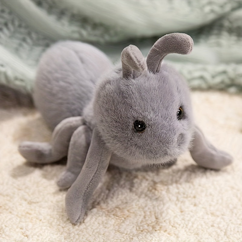 Ant Crawling Animal Plush Toy Durable Soft Realistic Cartoon Grey Brown