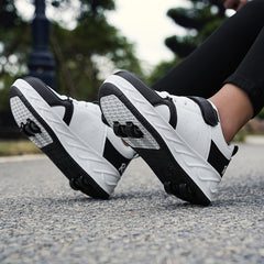 Boys Low Top Roller Skateboard Shoes Lightweight Anti Slip Wheel Shoes
