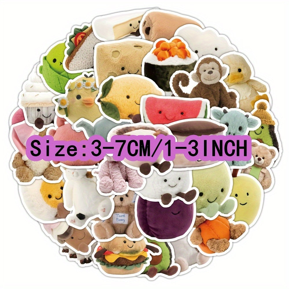 52pcs Plush Graffiti Stickers Waterproof DIY Decoration