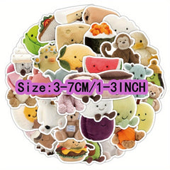 52pcs Plush Graffiti Stickers Waterproof DIY Decoration