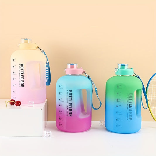 2200ml Heavy Duty Water Bottle With Time Marker, Portable Water Jug