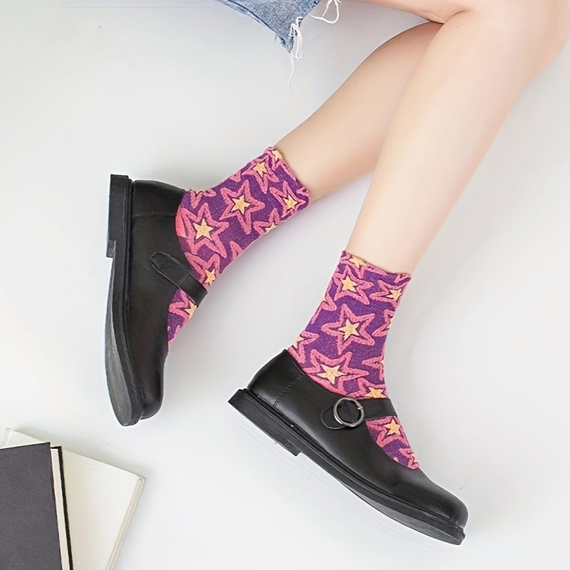 5 Pairs Star Print Socks Women's Stockings