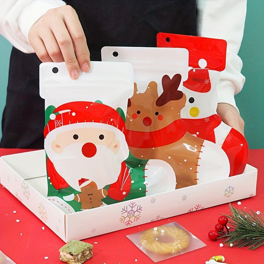 2pcs Christmas Stocking Gift Bags Ziplock Cartoon Cookie Candy Bags