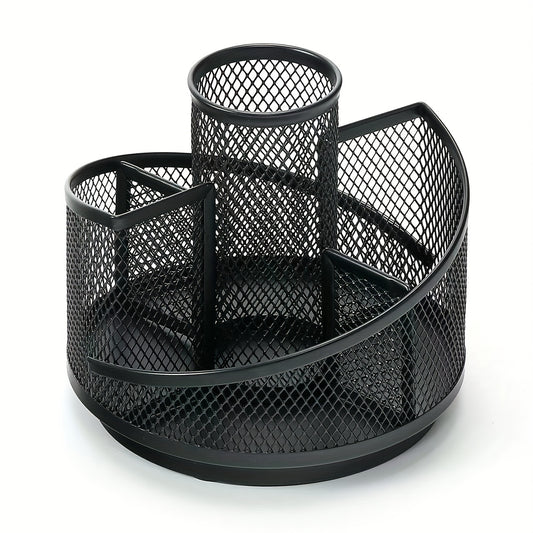 Rotating Pen Holder Mesh Makeup Brush Storage Office Desktop Stationery