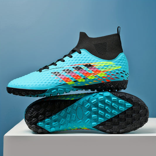Men's High Top TF Soccer Cleats Anti-Skid Outdoor Football Boots