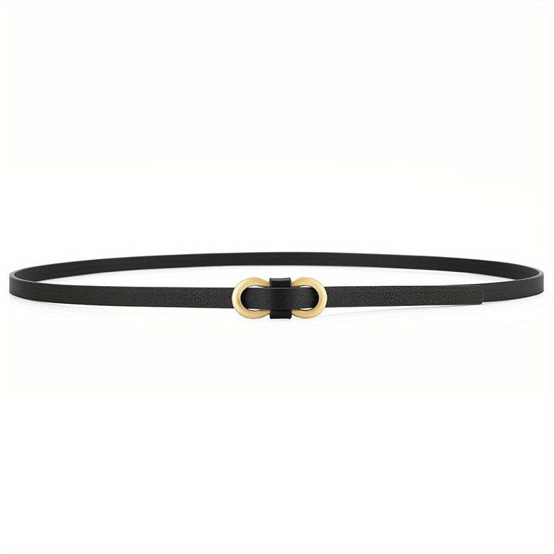 8 Shape Buckle Thin Belt Candy PU Waistband Women