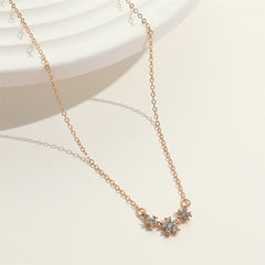 Small Flower Inlaid Rhinestones Necklace for Girls Women
