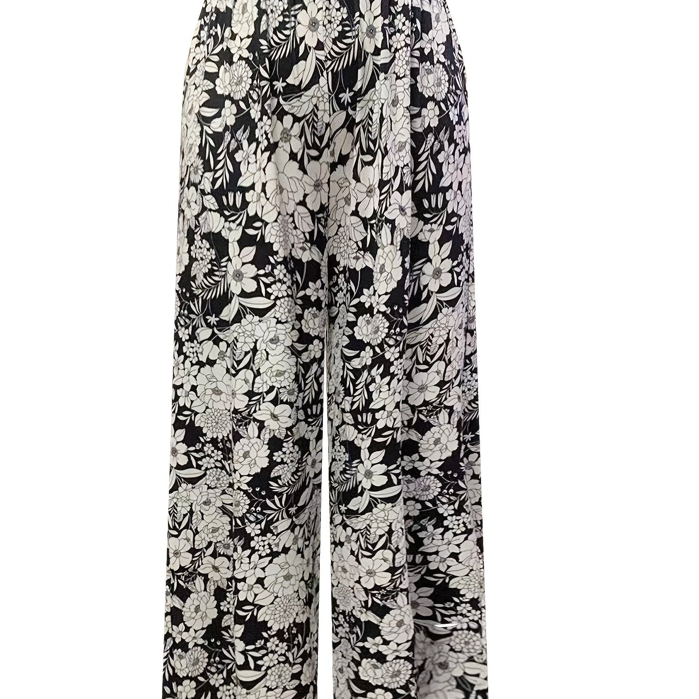  Boho Pants Women's Plus Allover Floral Print Wide Leg Trousers