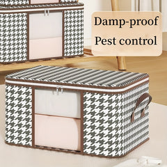 Houndstooth Storage Bag Large Capacity Clothes Organizer With Visible Window